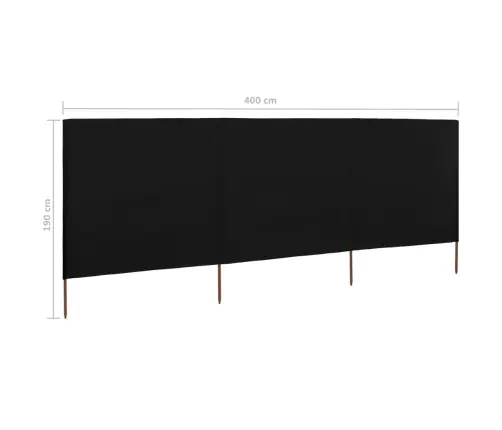 3 Paneļu Vēja Aizsargsiets, Melns, 400X160 Cm, Audums Vidaxl