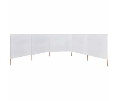 5 Paneļu Vēja Aizsargsiets, Smilšu Balts, 600X120 Cm, Audums Vidaxl
