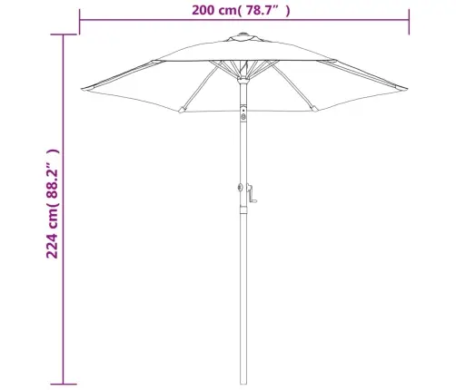 Skėtis Nuo Saulės, Antracito Spalvos, 200X224cm Aliuminis