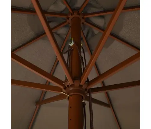 Dārza Saulessargs Ar Koka Kātu, 330 Cm, Pelēkbrūns Vidaxl