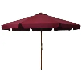 Dārza Saulessargs Ar Koka Kātu, 330 Cm, Vīnsarkans Vidaxl