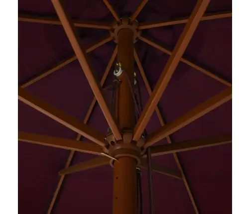 Dārza Saulessargs Ar Koka Kātu, 330 Cm, Vīnsarkans Vidaxl