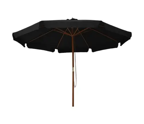 Dārza Saulessargs Ar Koka Kātu, 330 Cm, Melns Vidaxl Dārza Saulessargs Ar Koka Kātu, 330 Cm, Melns Vidaxl