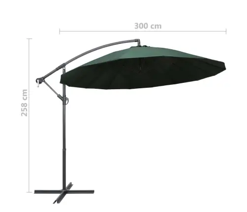 Rippuv Päikesevari, Roheline, 3 M Alumiiniumist Postiga