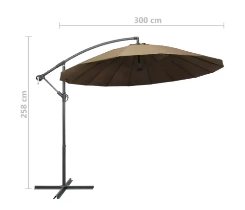 Saulessargs, Iekarams, 3 M, Alumīnija Kāts, Pelēkbrūns Vidaxl