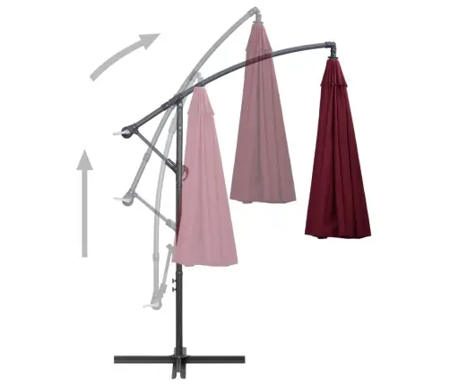 Saulessargs, Iekarams, 3 M, Alumīnija Kāts, Vīnsarkans Vidaxl