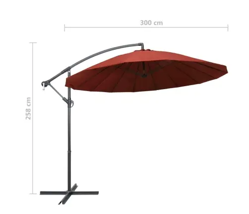 Saulessargs, Iekarams, 3 M, Alumīnija Kāts, Sarkanbrūns Vidaxl