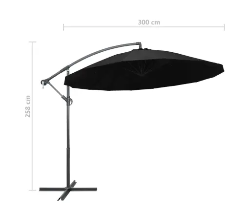 Saulessargs, Iekarams, 3 M, Alumīnija Kāts, Melns Vidaxl