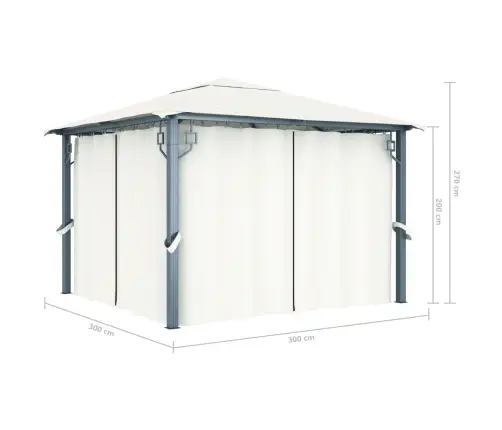 Pavėsinė Su Užuolaidomis, Kreminės Spalvos, 300X300Cm