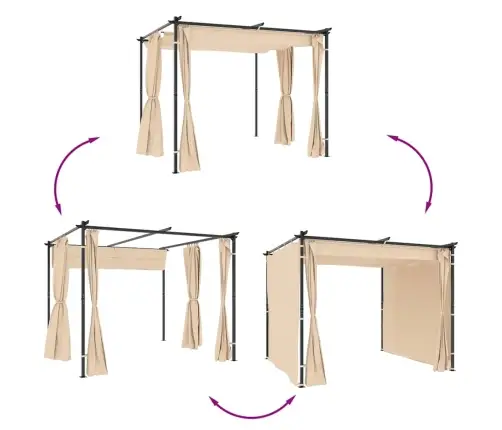Varjualune Kardinatega, 3 X 3 M, Kreemjasvalge, Teras