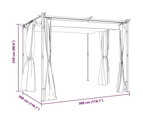 Varjualune Kardinatega, 3 X 3 M, Kreemjasvalge, Teras