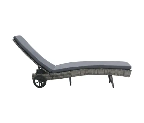 Sauļošanās Zvilnis Ar Riteņiem Un Matraci, Pe Rotangpalma Vidaxl