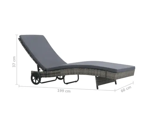 Sauļošanās Zvilnis Ar Riteņiem Un Matraci, Pe Rotangpalma Vidaxl