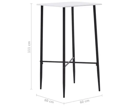 Baro Stalas, Baltos Spalvos, 60X60X111cm Mdf