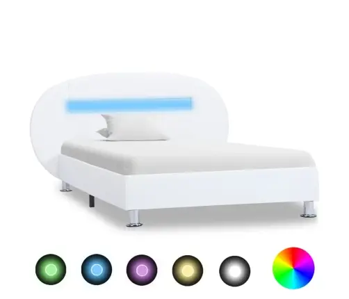 Lovos Rėmas Su Led, Baltas, 100X200cm Dirbtinė Oda