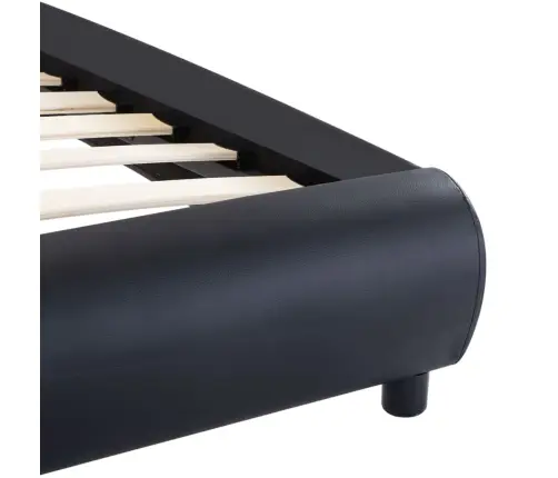 Lovos Rėmas Su Led, Juodos Spalvos, 90X200cm Dirbtinė Oda