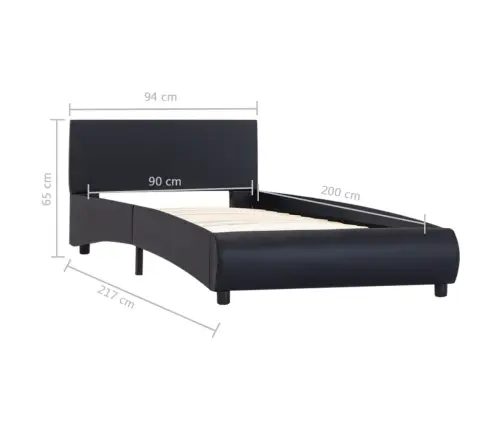 Lovos Rėmas Su Led, Juodos Spalvos, 90X200cm Dirbtinė Oda