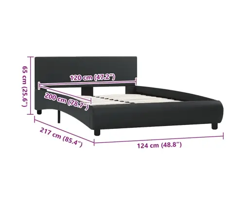 Gultas Rāmis Ar Led, Melna Mākslīgā Āda, 120X200 Cm  Vidaxl