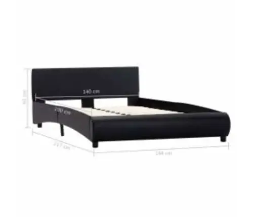 Gultas Rāmis Ar Led, Melna Mākslīgā Āda, 140X200 Cm  Vidaxl