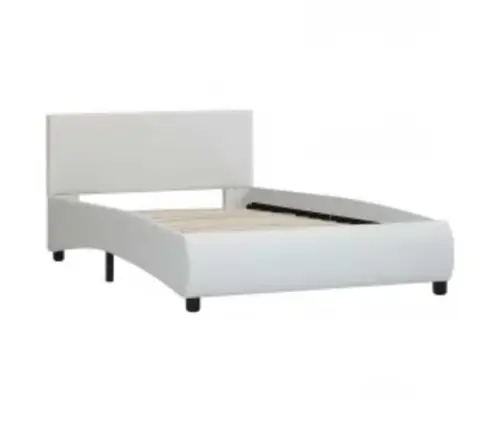 Gultas Rāmis Ar Led, Balta Mākslīgā Āda, 90X200 Cm  Vidaxl