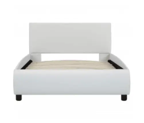 Gultas Rāmis Ar Led, Balta Mākslīgā Āda, 90X200 Cm  Vidaxl