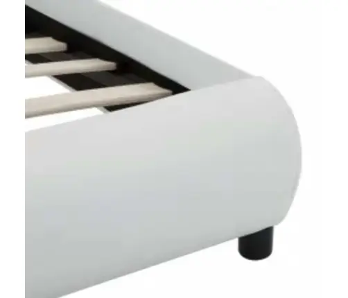 Gultas Rāmis Ar Led, Balta Mākslīgā Āda, 90X200 Cm  Vidaxl