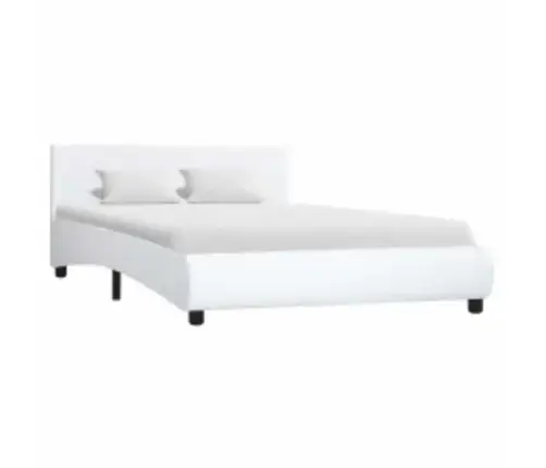 Gultas Rāmis Ar Led, Balta Mākslīgā Āda, 120X200 Cm  Vidaxl