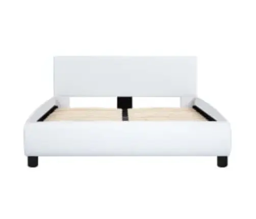 Gultas Rāmis Ar Led, Balta Mākslīgā Āda, 120X200 Cm  Vidaxl