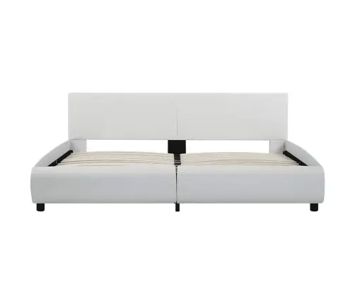 Voodiraam Lediga Valge Kunstnahast 160 X 200 Cm