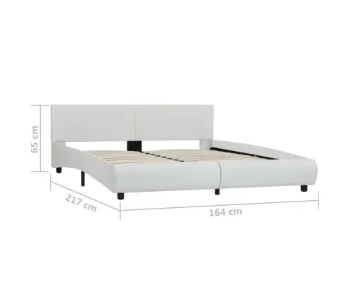 Voodiraam Lediga Valge Kunstnahast 160 X 200 Cm