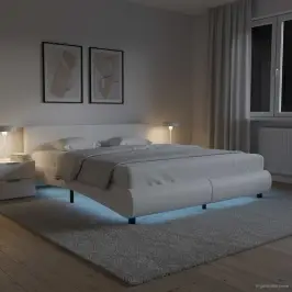 Gultas Rāmis Ar Led, Balta Mākslīgā Āda, 180X200 Cm Vidaxl Gultas Rāmis Ar Led, Balta Mākslīgā Āda, 180X200 Cm Vidaxl