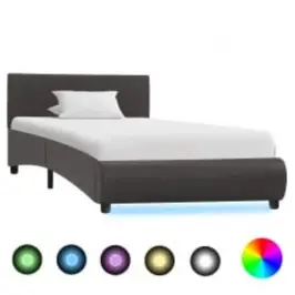 Gultas Rāmis Ar Led, Pelēka Mākslīgā Āda, 90X200 Cm  Vidaxl