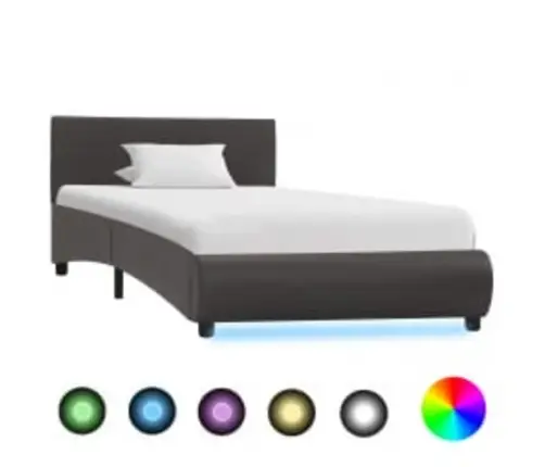 Gultas Rāmis Ar Led, Pelēka Mākslīgā Āda, 90X200 Cm  Vidaxl