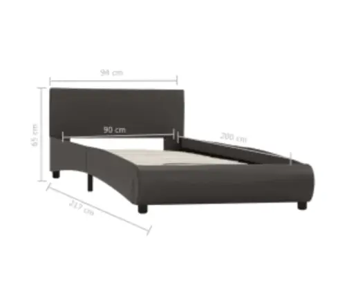 Gultas Rāmis Ar Led, Pelēka Mākslīgā Āda, 90X200 Cm  Vidaxl