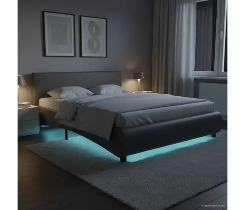 Gultas Rāmis Ar Led, Pelēka Mākslīgā Āda, 120X200 Cm  Vidaxl