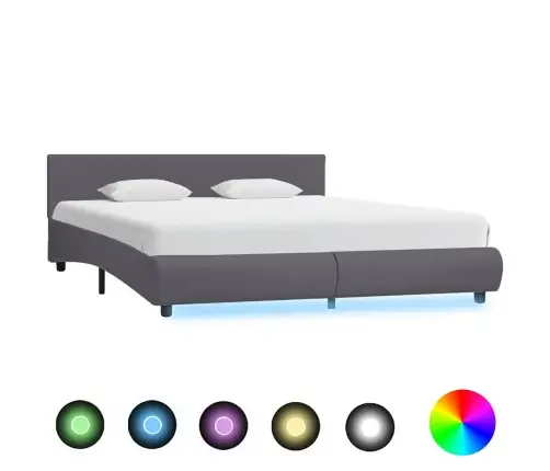 Gultas Rāmis Ar Led, Pelēka Mākslīgā Āda, 180X200 Cm  Vidaxl