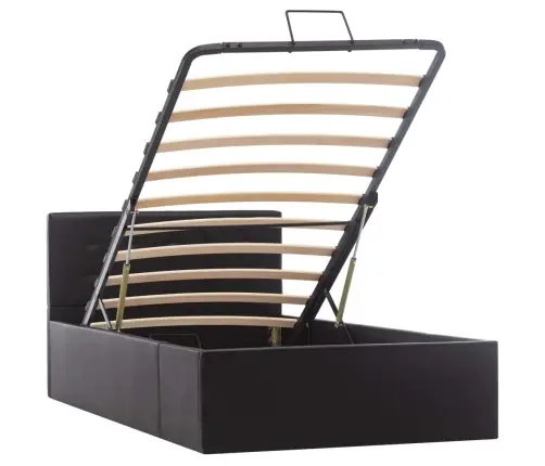 Gulta, Hidraulikas Mehānisms, Melna Mākslīgā Āda, 90X200 Cm Vidaxl