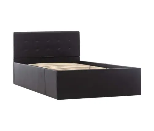 Gulta, Hidraulikas Mehānisms, Melna Mākslīgā Āda, 90X200 Cm Vidaxl