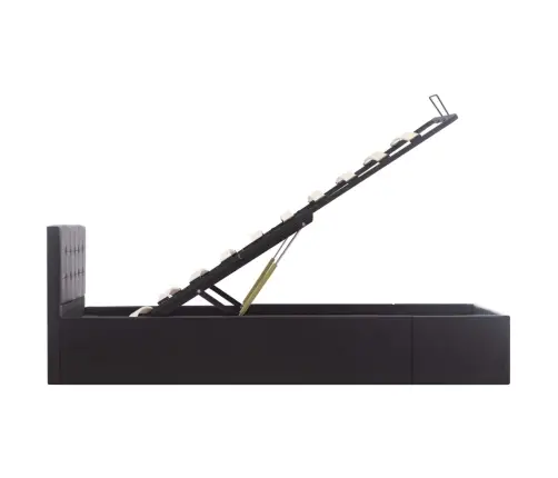 Hüdrauliline Hoiukastiga Voodiraam Must Kunstnahk 100 X 200 Cm