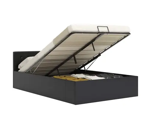 Gulta, Hidraulikas Mehānisms, Melna Mākslīgā Āda, 120X200 Cm Vidaxl