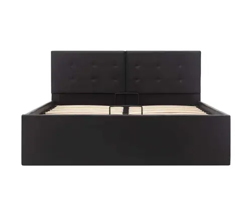 Gulta, Hidraulikas Mehānisms, Melna Mākslīgā Āda, 120X200 Cm Vidaxl