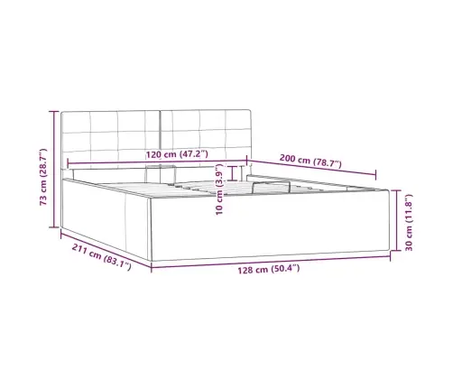 Gulta, Hidraulikas Mehānisms, Melna Mākslīgā Āda, 120X200 Cm Vidaxl