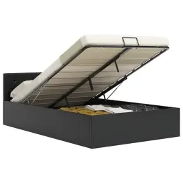 Gulta, Hidraulikas Mehānisms, Melna Mākslīgā Āda, 140X200 Cm Vidaxl