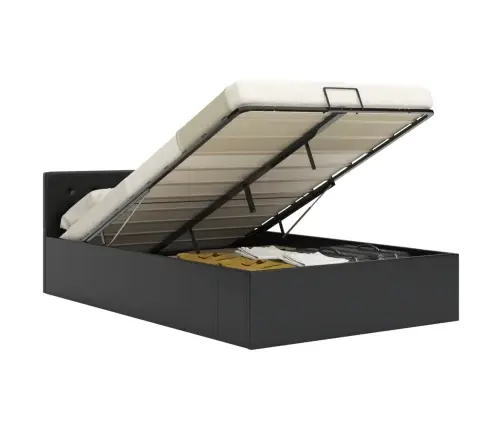 Gulta, Hidraulikas Mehānisms, Melna Mākslīgā Āda, 140X200 Cm Vidaxl