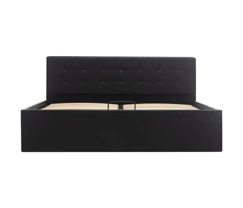 Gulta, Hidraulikas Mehānisms, Melna Mākslīgā Āda, 140X200 Cm Vidaxl