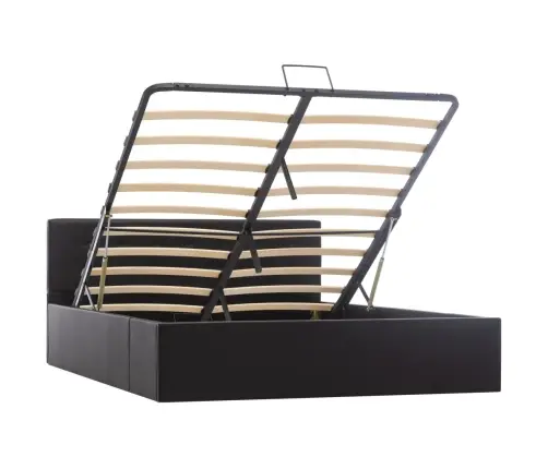 Gulta, Hidraulikas Mehānisms, Melna Mākslīgā Āda, 140X200 Cm Vidaxl