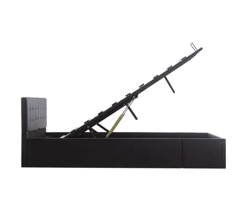 Gulta, Hidraulikas Mehānisms, Melna Mākslīgā Āda, 140X200 Cm Vidaxl