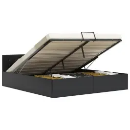 Hüdrauliline Hoiukastiga Voodiraam Must Kunstnahk 180 X 200 Cm