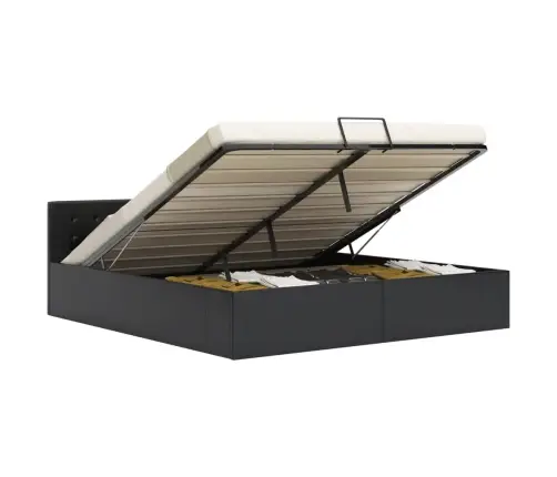 Hüdrauliline Hoiukastiga Voodiraam Must Kunstnahk 180 X 200 Cm