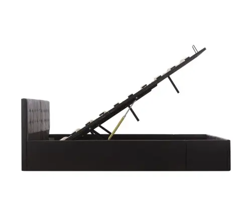 Hüdrauliline Hoiukastiga Voodiraam Must Kunstnahk 180 X 200 Cm